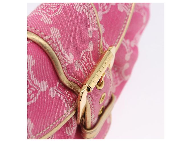 Céline Borsa a tracolla CELINE Paris Macadam Canvas Denim Pink Gold Auth 204045A Rosa D'oro - vista 21