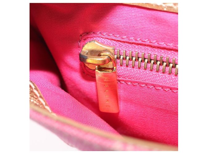 Céline Borsa a tracolla CELINE Paris Macadam Canvas Denim Pink Gold Auth 204045A Rosa D'oro - vista 28