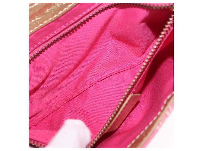 Céline Borsa a tracolla CELINE Paris Macadam Canvas Denim Pink Gold Auth 204045A Rosa D'oro - vista 29