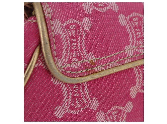 Céline Borsa a tracolla CELINE Paris Macadam Canvas Denim Pink Gold Auth 204045A Rosa D'oro - vista 4
