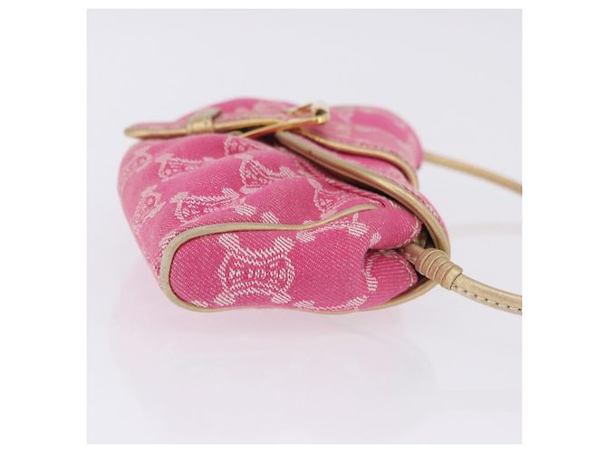 Céline Borsa a tracolla CELINE Paris Macadam Canvas Denim Pink Gold Auth 204045A Rosa D'oro - vista 5