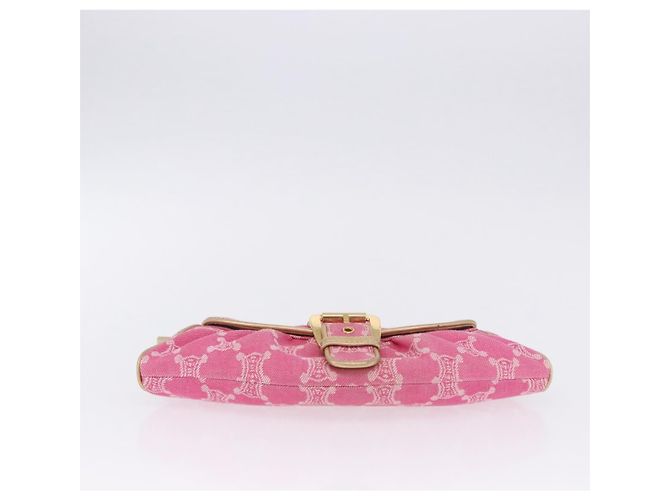 Céline Borsa a tracolla CELINE Paris Macadam Canvas Denim Pink Gold Auth 204045A Rosa D'oro - vista 7