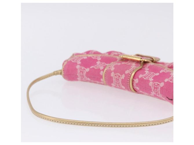 Céline Borsa a tracolla CELINE Paris Macadam Canvas Denim Pink Gold Auth 204045A Rosa D'oro - vista 8