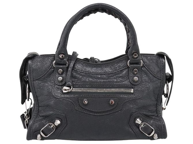 Sac à main BALENCIAGA Classic Mini City en cuir Gris Argent 300295 Auth ka6230SAM Marron Argenté - vue 13