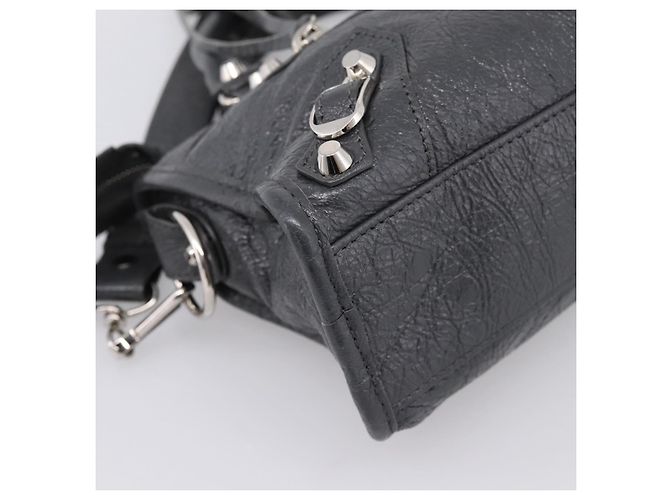 Sac à main BALENCIAGA Classic Mini City en cuir Gris Argent 300295 Auth ka6230SAM Marron Argenté - vue 16