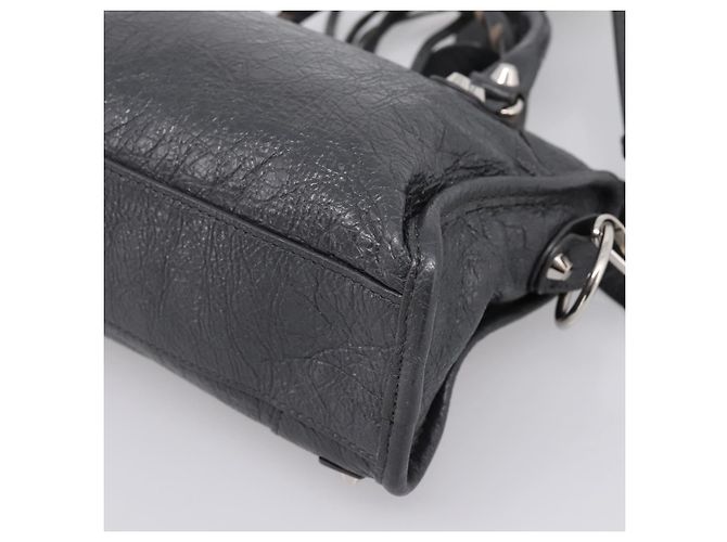 Sac à main BALENCIAGA Classic Mini City en cuir Gris Argent 300295 Auth ka6230SAM Marron Argenté - vue 17