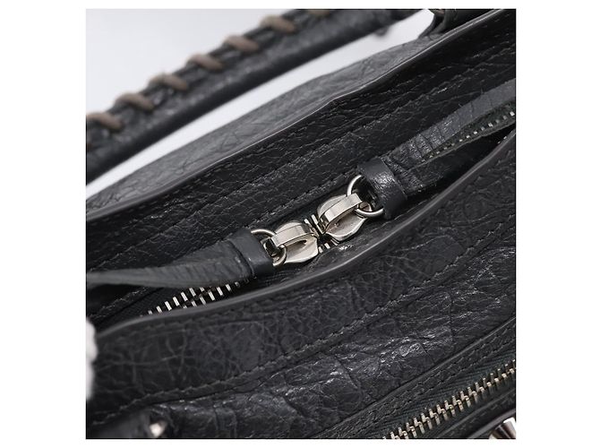 Sac à main BALENCIAGA Classic Mini City en cuir Gris Argent 300295 Auth ka6230SAM Marron Argenté - vue 19
