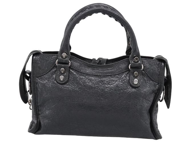 Sac à main BALENCIAGA Classic Mini City en cuir Gris Argent 300295 Auth ka6230SAM Marron Argenté - vue 2
