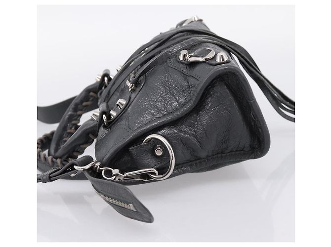Sac à main BALENCIAGA Classic Mini City en cuir Gris Argent 300295 Auth ka6230SAM Marron Argenté - vue 3