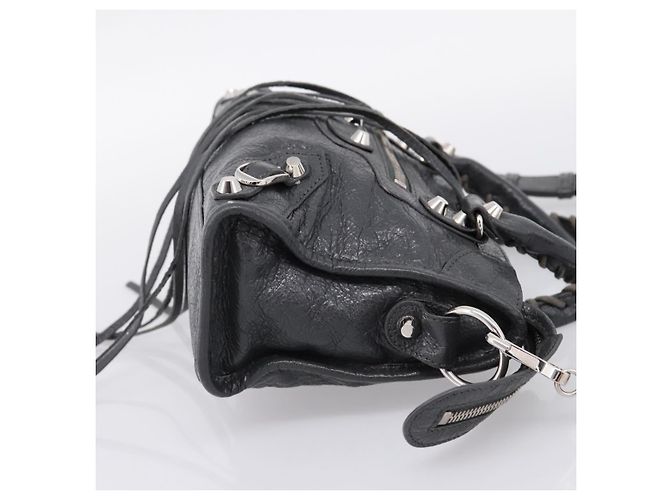 Sac à main BALENCIAGA Classic Mini City en cuir Gris Argent 300295 Auth ka6230SAM Marron Argenté - vue 4