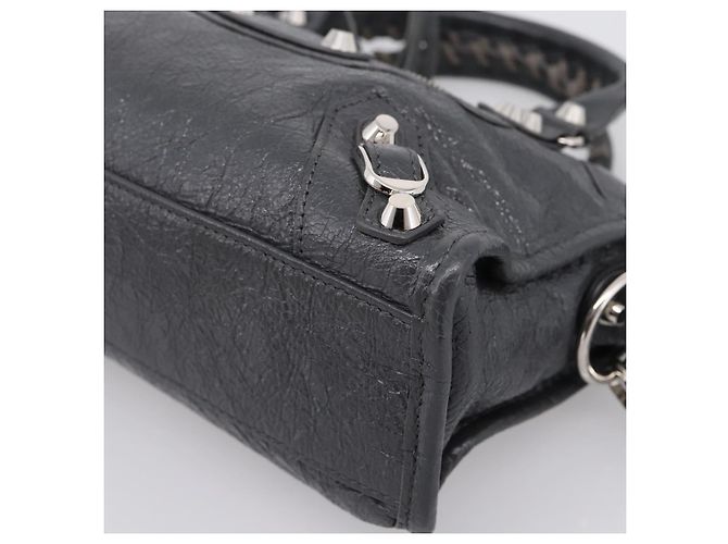Sac à main BALENCIAGA Classic Mini City en cuir Gris Argent 300295 Auth ka6230SAM Marron Argenté - vue 9