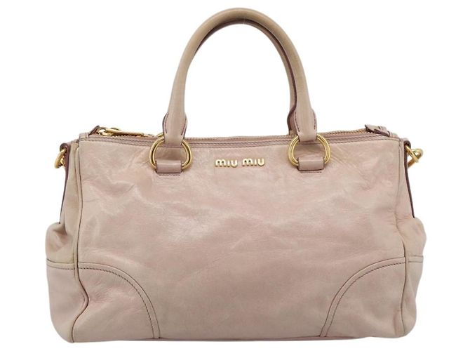Borsa a mano Miu Miu Vitellolux 2way Pink Gold Auth 204377A Rosa D'oro - vista 13