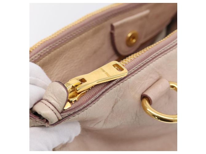 Borsa a mano Miu Miu Vitellolux 2way Pink Gold Auth 204377A Rosa D'oro - vista 24