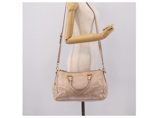 Borsa a mano Miu Miu Vitellolux 2way Pink Gold Auth 204377A Rosa D'oro - vista 28