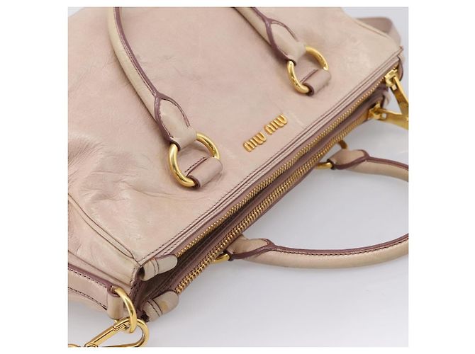 Borsa a mano Miu Miu Vitellolux 2way Pink Gold Auth 204377A Rosa D'oro - vista 6