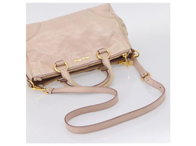 Borsa a mano Miu Miu Vitellolux 2way Pink Gold Auth 204377A Rosa D'oro - vista 9