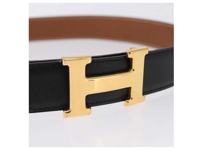 Hermès Cintura HERMES Constance H in pelle 33.9"" Nero Oro Auth 204104 D'oro - vista 6