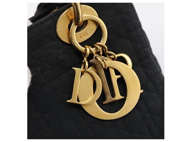 Borsa a mano Christian Dior Canage Canvas Black Gold Auth 204259 Nero D'oro - vista 15