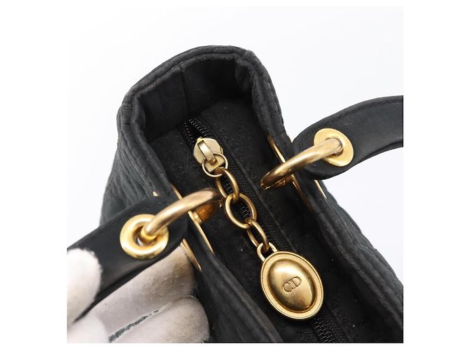 Borsa a mano Christian Dior Canage Canvas Black Gold Auth 204259 Nero D'oro - vista 16