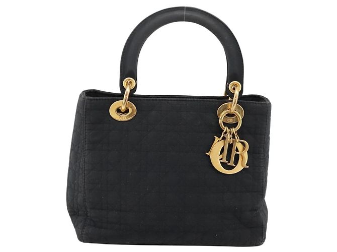 Borsa a mano Christian Dior Canage Canvas Black Gold Auth 204259 Nero D'oro - vista 2