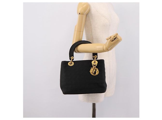 Borsa a mano Christian Dior Canage Canvas Black Gold Auth 204259 Nero D'oro - vista 24