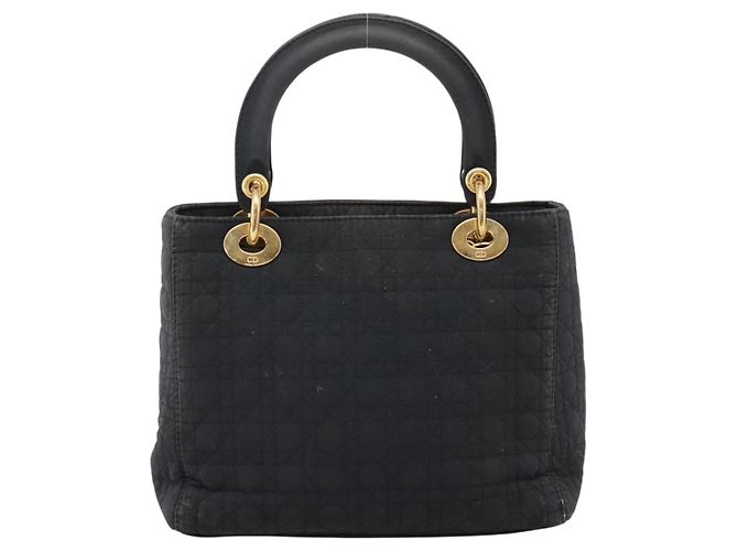 Borsa a mano Christian Dior Canage Canvas Black Gold Auth 204259 Nero D'oro - vista 3