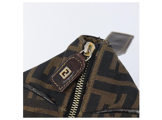 FENDI Zucca Canvas Vanity Handtasche Schwarz Braun Auth 201467 - Ansicht 10