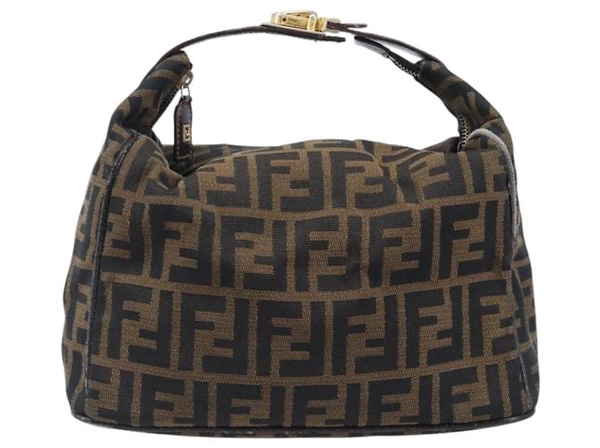FENDI Zucca Canvas Vanity Handtasche Schwarz Braun Auth 201467 - Ansicht 13