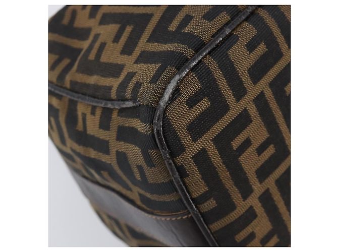 FENDI Zucca Canvas Vanity Handtasche Schwarz Braun Auth 201467 - Ansicht 14