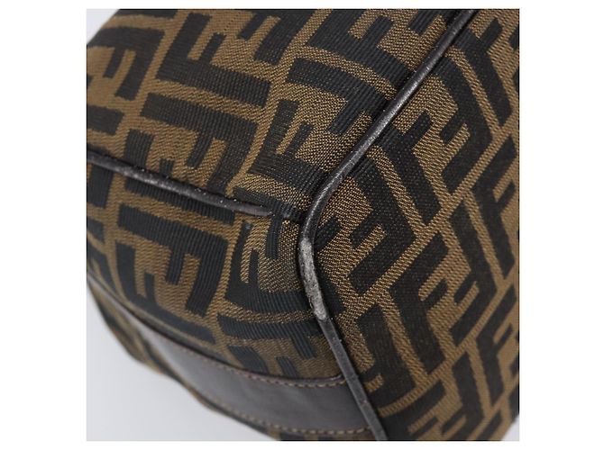 FENDI Zucca Canvas Vanity Handtasche Schwarz Braun Auth 201467 - Ansicht 16