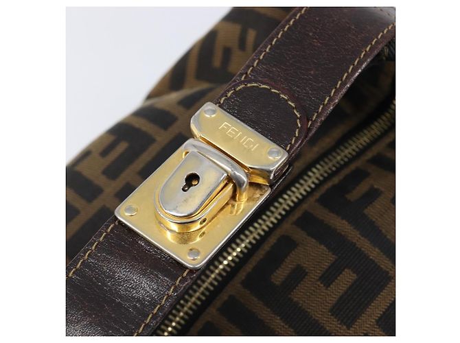 FENDI Zucca Canvas Vanity Handtasche Schwarz Braun Auth 201467 - Ansicht 17