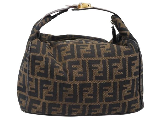 FENDI Zucca Canvas Vanity Handtasche Schwarz Braun Auth 201467 - Ansicht 2