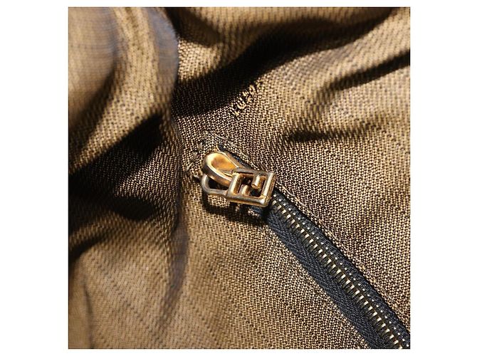 FENDI Zucca Canvas Vanity Handtasche Schwarz Braun Auth 201467 - Ansicht 21