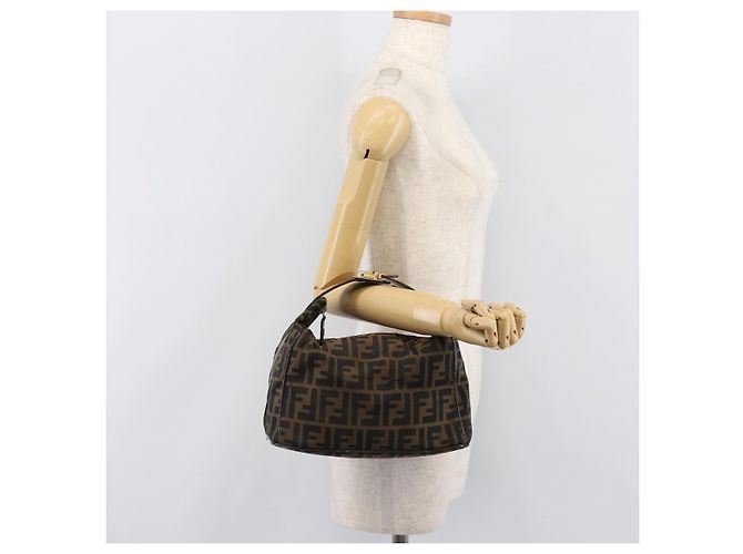 FENDI Zucca Canvas Vanity Handtasche Schwarz Braun Auth 201467 - Ansicht 22