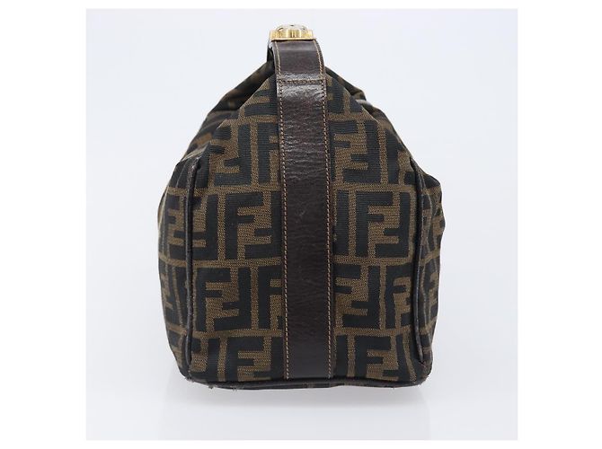 FENDI Zucca Canvas Vanity Handtasche Schwarz Braun Auth 201467 - Ansicht 4