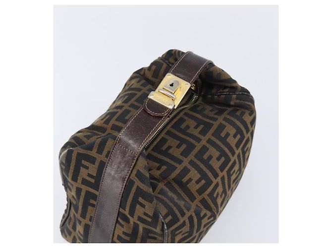FENDI Zucca Canvas Vanity Handtasche Schwarz Braun Auth 201467 - Ansicht 6