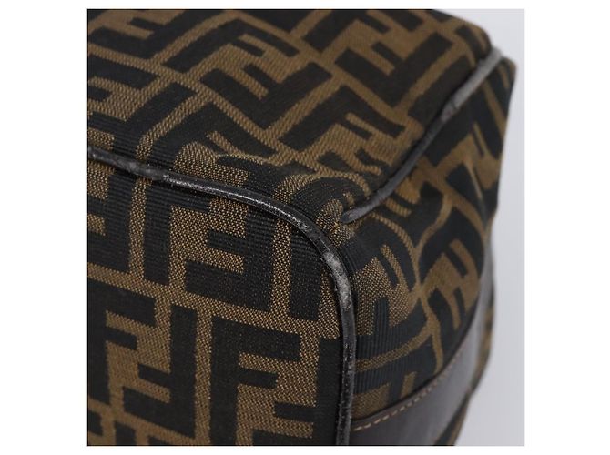 FENDI Zucca Canvas Vanity Handtasche Schwarz Braun Auth 201467 - Ansicht 8