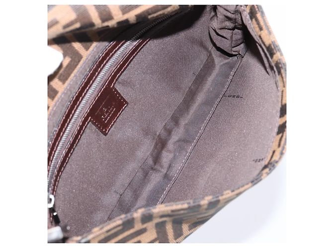 Borsa a tracolla FENDI Zucca Canvas Mamma Baguette Nero Marrone Auth 203886V - vista 10