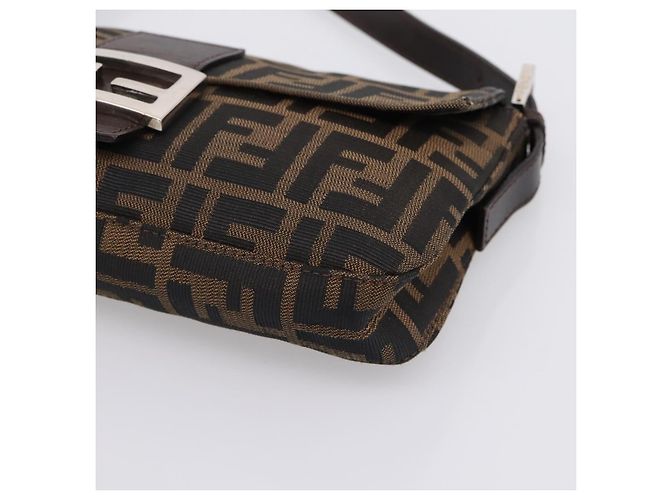 Borsa a tracolla FENDI Zucca Canvas Mamma Baguette Nero Marrone Auth 203886V - vista 14
