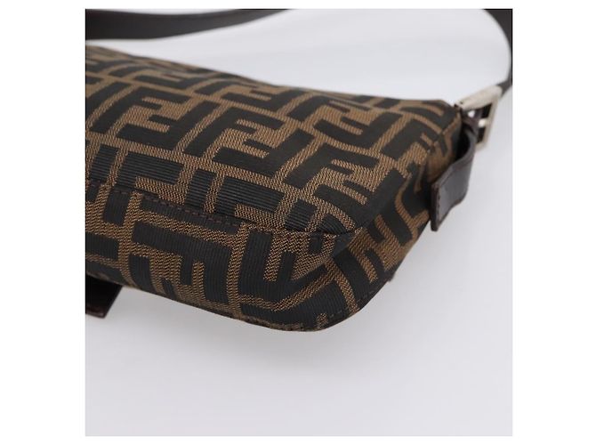 Borsa a tracolla FENDI Zucca Canvas Mamma Baguette Nero Marrone Auth 203886V - vista 16