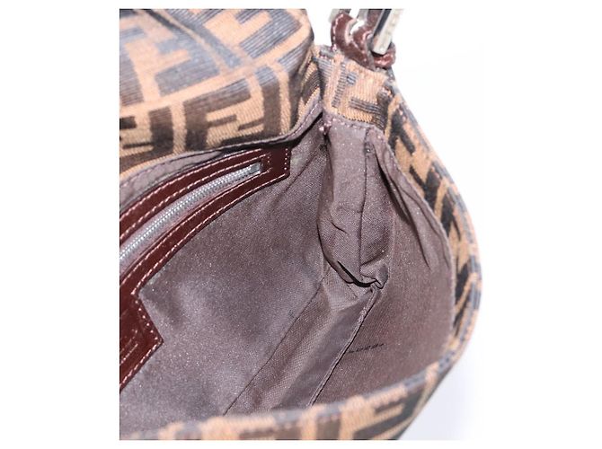 Borsa a tracolla FENDI Zucca Canvas Mamma Baguette Nero Marrone Auth 203886V - vista 21