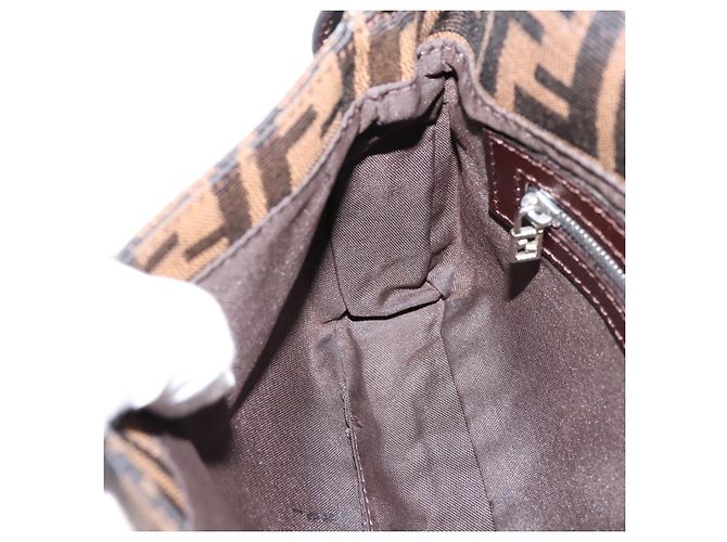 Borsa a tracolla FENDI Zucca Canvas Mamma Baguette Nero Marrone Auth 203886V - vista 22