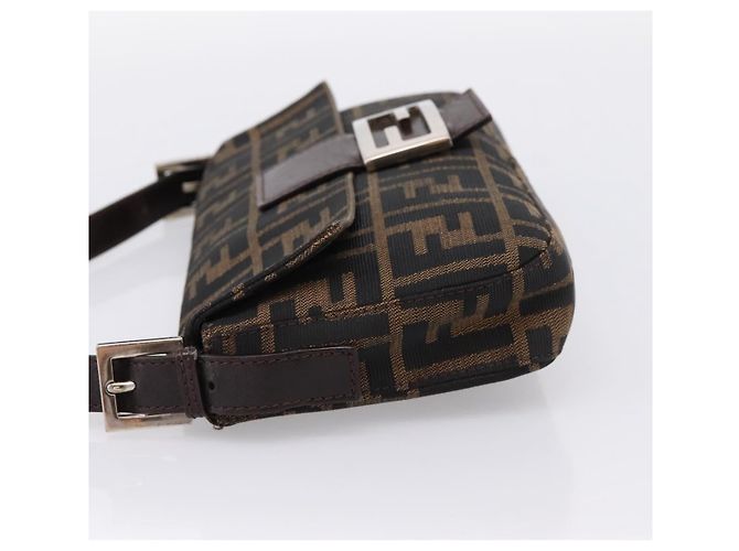 Borsa a tracolla FENDI Zucca Canvas Mamma Baguette Nero Marrone Auth 203886V - vista 3