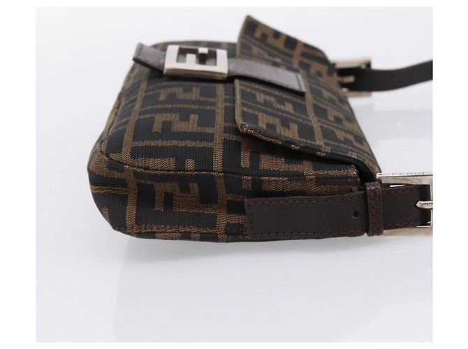 Borsa a tracolla FENDI Zucca Canvas Mamma Baguette Nero Marrone Auth 203886V - vista 4