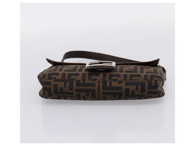 Borsa a tracolla FENDI Zucca Canvas Mamma Baguette Nero Marrone Auth 203886V - vista 5