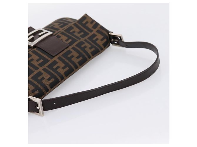 Borsa a tracolla FENDI Zucca Canvas Mamma Baguette Nero Marrone Auth 203886V - vista 7