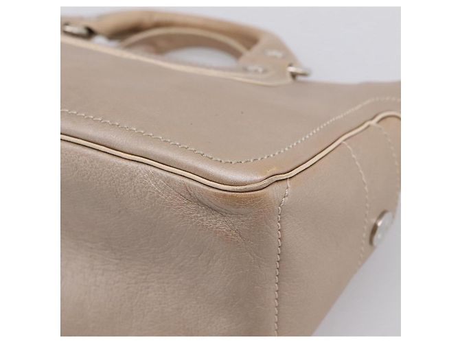 Céline CELINE Boogie Bag Handtasche aus Leder Beige Silber Auth 204756 - Ansicht 16