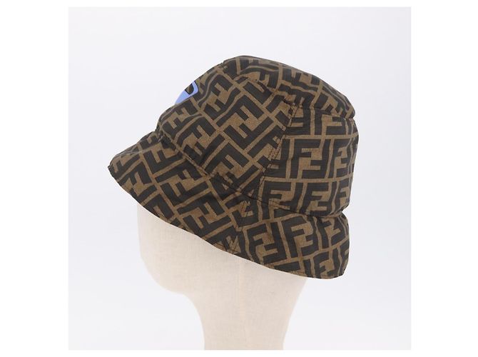 FENDI x FRGMT x POKEMON Bucket Hat Zucca Nylon Brown Blue Auth 167597SM Braun Blau - Ansicht 4