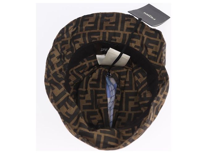 FENDI x FRGMT x POKEMON Bucket Hat Zucca Nylon Brown Blue Auth 167597SM Braun Blau - Ansicht 6