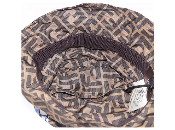 FENDI x FRGMT x POKEMON Bucket Hat Zucca Nylon Brown Blue Auth 167597SM Braun Blau - Ansicht 8